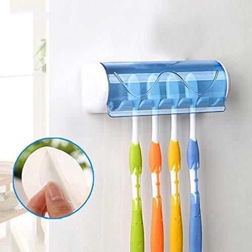 Foreign Holics Self-Adhesive Plastic Toothbrush Holder with Cover for Bathroom